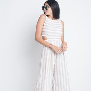 Women's Stripe Cut-Out Sleeveless Jumpsuit